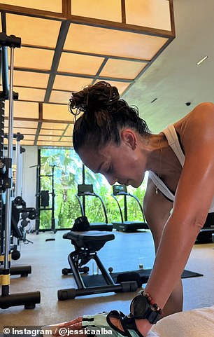 She took the time to work out in the gym and go sailing to keep her amazing figure in shape