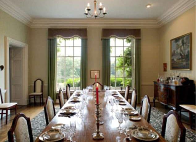 The dining room comes complete with a long table fit for large numbers and banquet-filled evenings