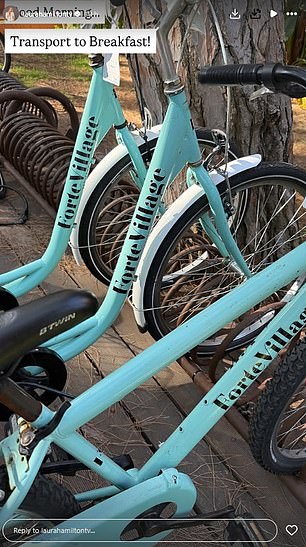 Documenting her trip, Laura shared that her and the kids had enjoyed an electric bike ride around the resort