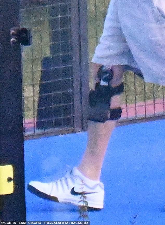 The star wore a brace around his right knee as he played the game over the past weekend
