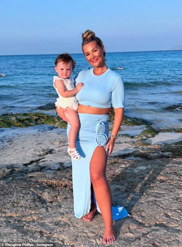 Shaughna recently revealed she got to a point where she was doing pregnancy tests 'seven times a day' while opening up about her very unexpected second pregnancy (pictured with daughter Lucia)