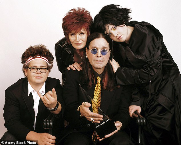The Black Sabbath frontman died last Tuesday at the age of 76 - just weeks after performing his final show with the band (Seen with wife Sharon and kids Jack and Kelly)