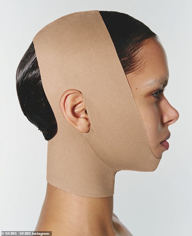 The item is billed on the brand's Instagram as 'our first-ever face innovation, made with signature sculpting fabric and infused with collagen yarns for ultra-soft jaw support'