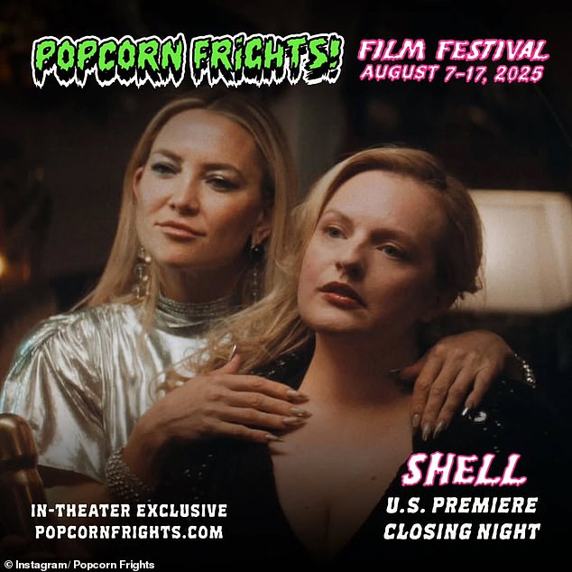 Gerber will next portray popular social media star Chloe Benson alongside Kate Hudson (L) and Elisabeth Moss (R) in Max Minghella's horror comedy Shell, which closes the Popcorn Frights Film Festival in South Florida on August 17