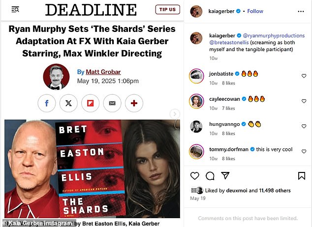 In May, the Hacks guest star signed on to star in Ryan Murphy's prep school thriller The Shards for FX, writing: 'Screaming as both myself and the tangible participant!'