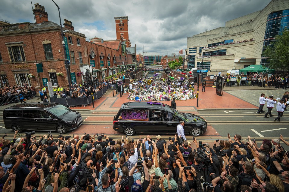 Ozzy Osbourne's funeral cortege passing through Birmingham.