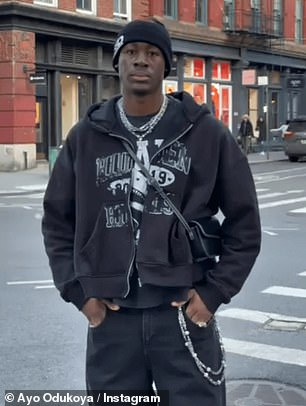 Fans were quick to point out that Ayo owns an identical hoodie, seen on his social media account, and that the man¿s distinct goatee resembles Ayo's