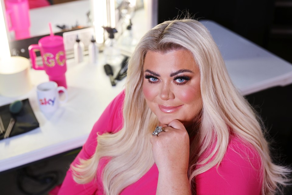 Gemma Collins in a pink shirt for a Sky Mobile campaign.