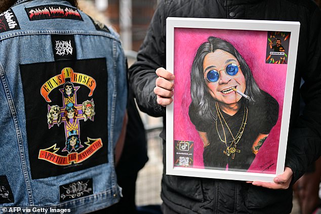 This artwork was among the tributes paid to Ozzy Osbourne in Birmingham on Wednesday