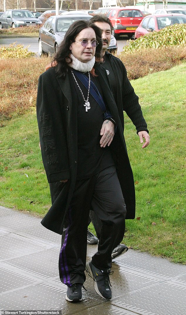 He said: 'Elton told me to get off the couch and start walking, which was what I needed, as I couldn't move off it for months, he was right. Elton is a sweetheart. He has phoned me throughout all this' (pictured in 2004)