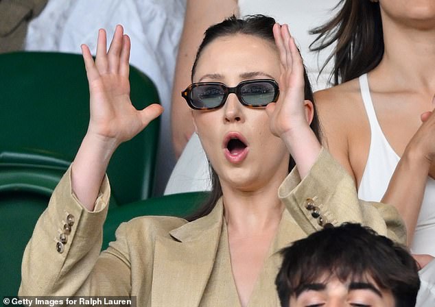Erin could not keep her eyes off the court during the game which saw Sonay Kartal's fine Wimbledon run end with a fourth-round loss to Russian veteran Anastasia Pavlyuchenkova