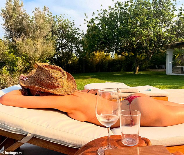 The Brazilian bombshell, 44, put on a cheeky display as she wore nothing but a straw hat and crocheted thong bottoms