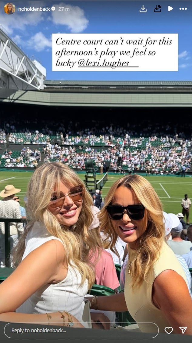 It comes one day after Amanda looked radiant in a butter lemon dress as she joined her lookalike daughter Lexi Hughes for Wimbledon