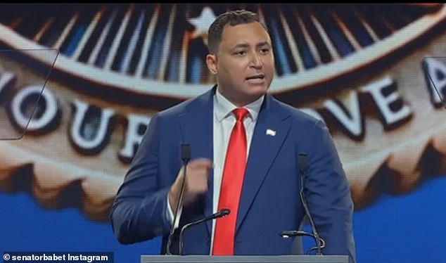 Ralph Babet, a senator for Clive Palmer's United Australia Party, called out Abbie after she posted a video to TikTok which saw her make a gun symbol with her fingers and asked 'when are you going to do it?'