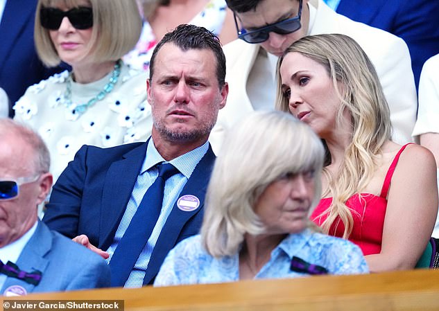 The two appeared focused on the match amid recent claims that 'Beckham-style feud is brewing' between the retired tennis champion and his daughter Mia's rocker boyfriend
