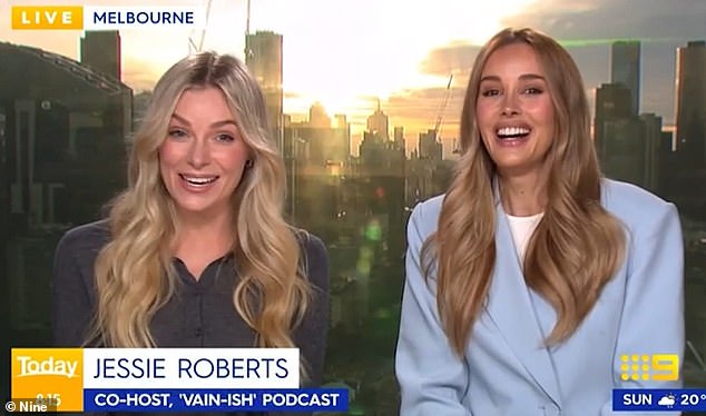 AFL WAG Bec Judd (right) and co-host and pal Jessie Roberts (left) left Karl Stefanovic blushing with an X-rated comment on the Today show on Monday morning