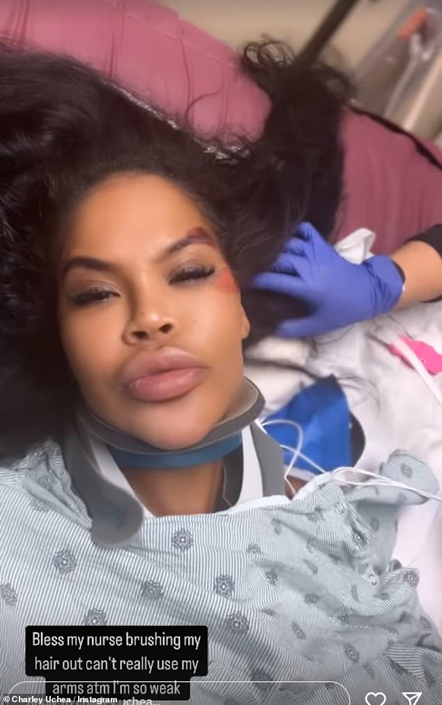 Big Brother star Charley Uchea has been rushed to hospital after allegedly being 'left for dead' in a shocking car crash
