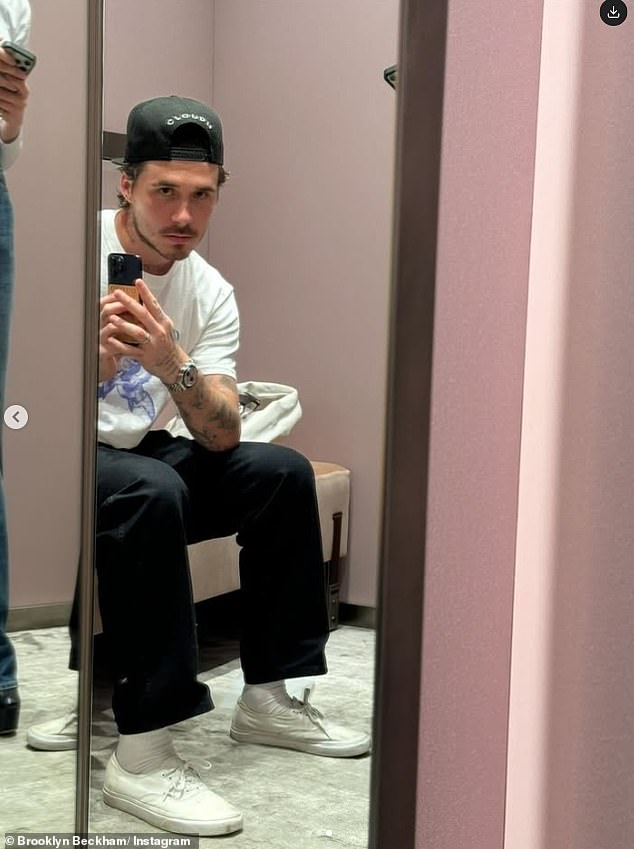 It comes as Brooklyn shared pictures looking glum as he waited for his wife Nicola to try on clothes during a recent shopping trip