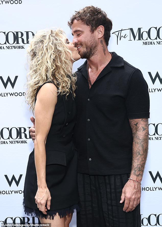 The former England ace, 37, dated the 90210 actress, 38, for nine months amid his divorce before confirming they were back together as they packed on the PDA at an an Emmy nomination party in LA on Thursday (pictured)
