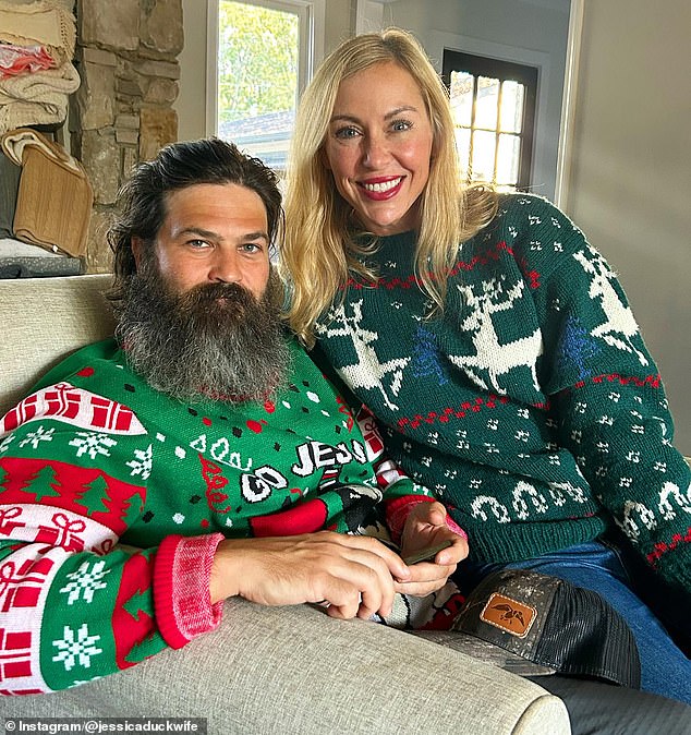 Duck Dynasty star Jessica Robertson was trolled for her 'backhanded' pregnancy announcement for her daughter Priscilla, 18, this week - pictured with husband Jep