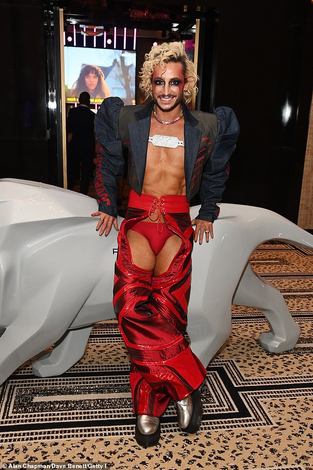 Frankie Grande turned heads at the Attitude Awards on Friday night at Peninsula London hotel with an eccentric look that left little to the imagination