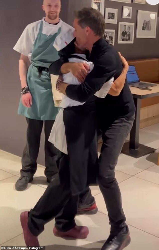 Gino D'Acampo has kicked off his reported 'apology tour' with a string of bizarre social media posts that saw him kissing and hugging a female employee, following his ITV axe