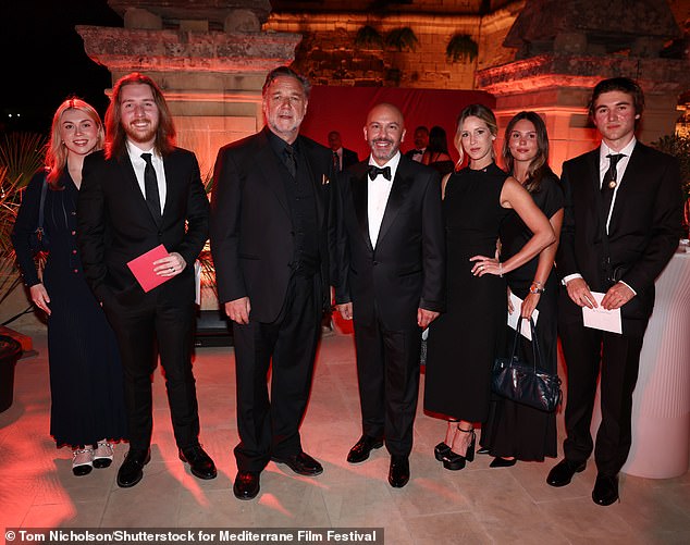 The whole Crowe family were in tow for the soiree, including Russell and his partner Britney Theriot and his younger son Tennyson and his girlfriend Jess Renshaw