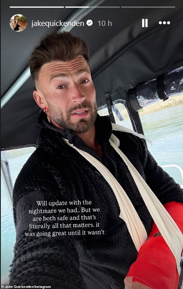 Jake Quickenden has revealed he was rushed to hospital with a nasty injury after a 'nightmare' boat accident