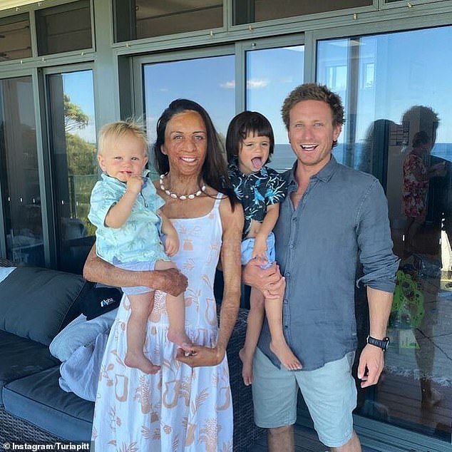 Turia shares two sons, Rahiti and Hakavai, with husband Michael Hoskins. All pictured