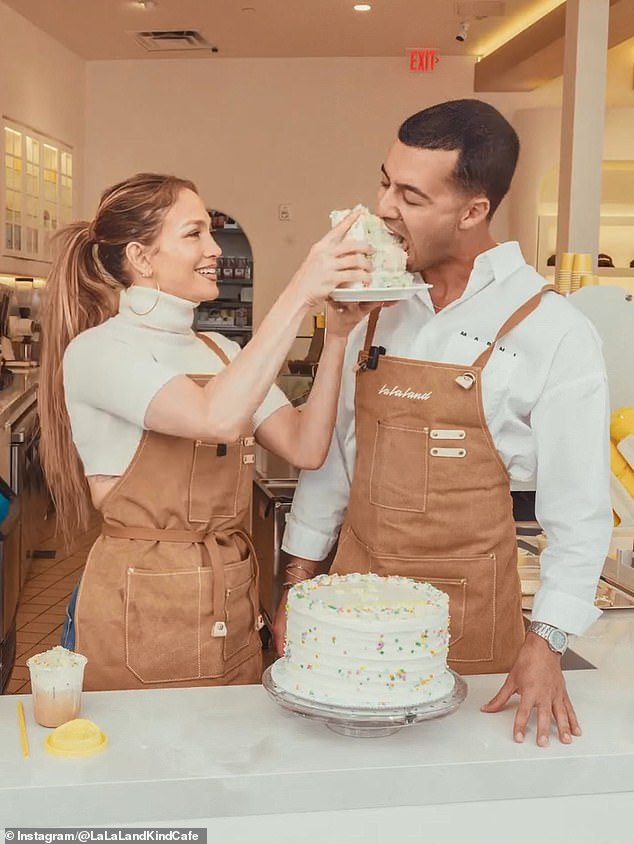The Jenny From The Block singer was seen smashing birthday cake into the face of a French chef named Francois