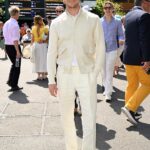 Joe Alwyn, 34, looked suave in head-to-toe white as he led the stars attending day 10 at Wimbledon on Wednesday