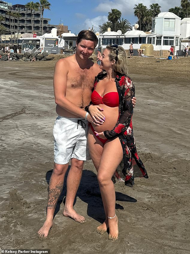 Kelsey Parker gave a painful update on Monday and urged her followers to 'be kind' - after the loss of her third child (seen with partner Will)