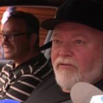 Kyle Sandilands (right) has broken his silence after his driver George Plassaras (left) was involved in a devastating accident over the weekend