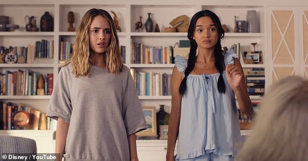 They had to wait until Lindsay, 39, was old enough to have a teenage child for the sequel premise to work [pictured Lindsay's on-screen daughter Julia Butters and Sophia Hammons]