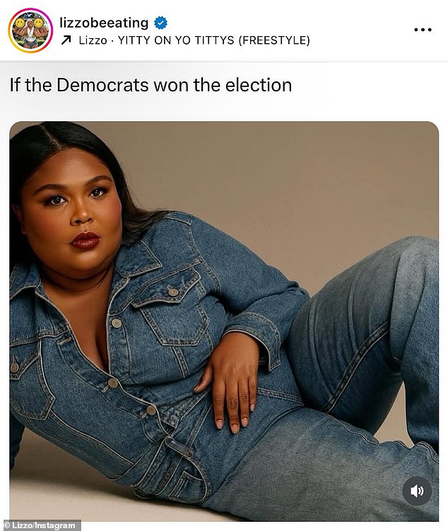 Lizzo reposted a political meme featuring a Photoshopped version of herself modeling the same controversial American Eagle campaign fronted by Sydney Sweeney