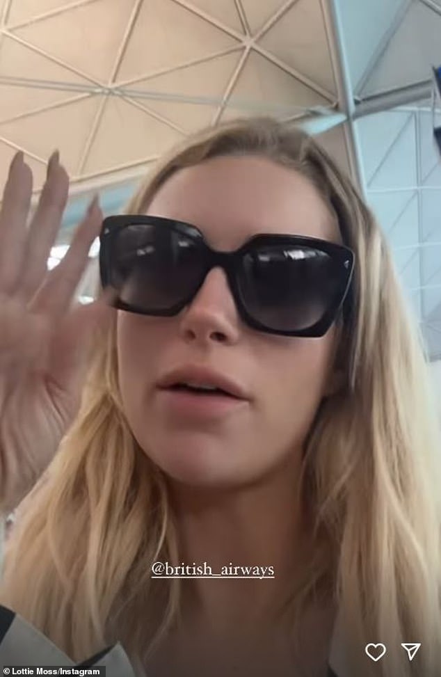 Socialite Lottie Moss took to Instagram to detail her nightmare flight back from St Tropez as she landed in London Stansted on Saturday evening