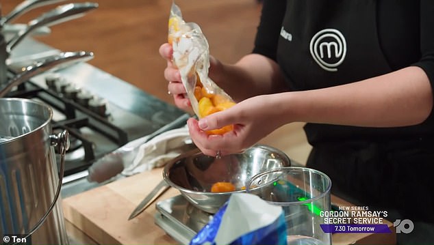 Wearing rings while handling meat, poultry, seafood and/or working dough etc, is genuinely repulsive,' complained one viewer on the Reddit. Pictured: A scene from a recent episode
