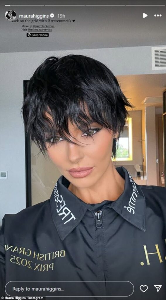 Maura Higgins showed off her dramatic new look on Sunday as she posed for Instagram photos at the Formula One British Grand Prix at Silverstone