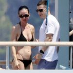 Katy Perry showed off her incredible figure in a black bikini during a respite on a yacht over the weekend