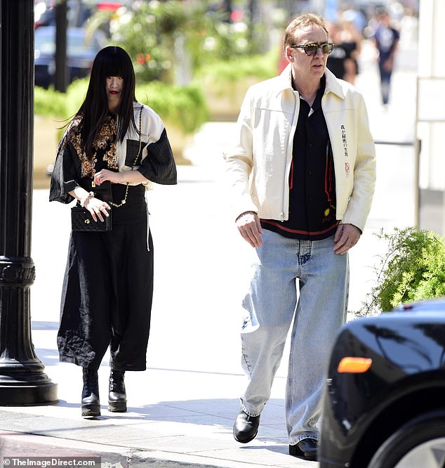 Nicolas Cage was seen with his much-younger wife of four years, Riko Shibata, in Los Angeles on Monday