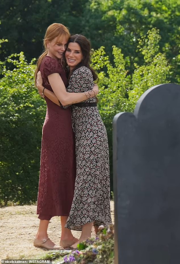 Nicole Kidman reunited with her former co-star Sandra Bullock on the set of Practical Magic 2