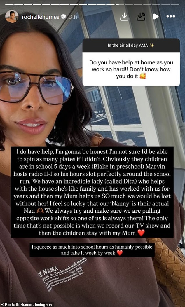 It comes after Rochelle opened up on having two people help her with the kids and her house - her mother Roz Wiseman and a lady called Dita, who she said is also like family