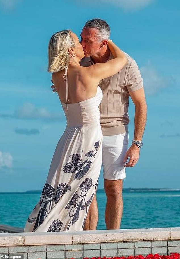 'It has definitely been the toughest year of my life. It nearly broke me, I'm not going to sugar-coat that,' she said. Pictured during their engagement in the Maldives in 2023