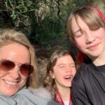 Tamzin Outhwaite has revealed her eldest child Flo, 17, is transgender (pictured with her two children Flo and Marnie, 12)
