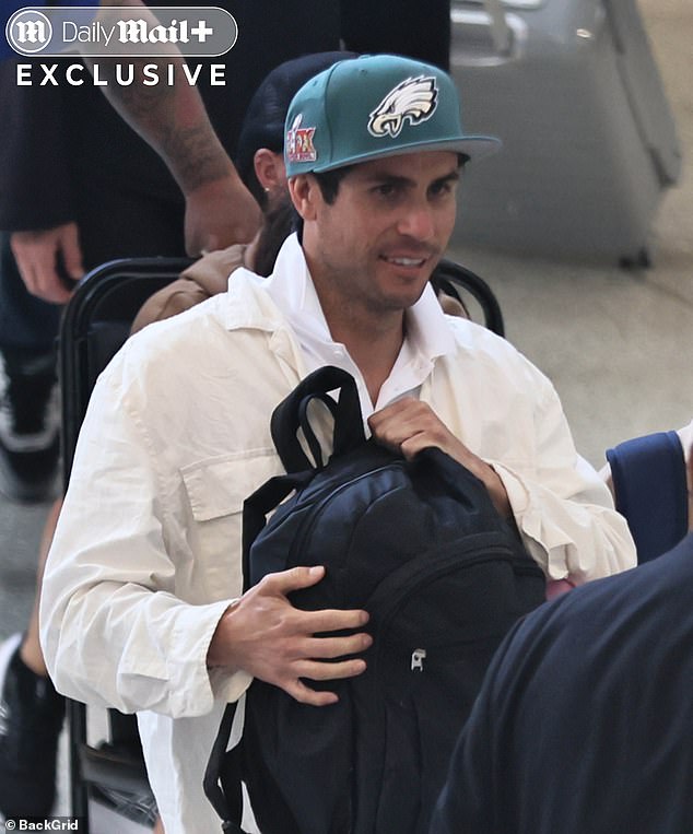 Daily Mail can now reveal for the first time that Teddi Mellencamp's boyfriend is successful TV producer Ricci Rea. He is pictured here jetting off on holiday with the former Real Housewives of Beverly Hills star
