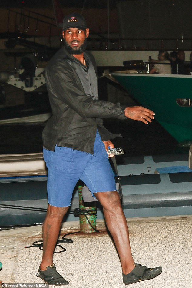 Sportsman LeBron, 40, opted for a more relaxed look as he stepped out in a pair of bright blue shorts and a long-sleeved black shirt
