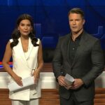 The Project replacement 10 News+ launched to a whimper last Monday, with a measly 291,000 Australians tuning in for the much-hyped news program. Pictured: 10 News+ hosts Denham Hitchcock and Amelia Brace, who both jumped ship from Channel Seven