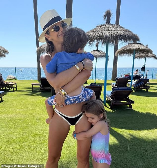 The couple have been seen having a whale of a time on their sun-soaked holiday with their three kids, Theodore, six, Gigi, four, and three-year-old Otto (seen with Gigi and Otto)