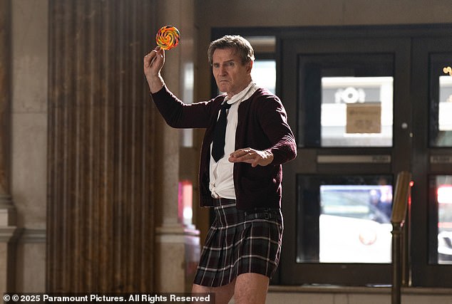Zucker criticized the 2025 version for sticking to the same old formula, with similar gags as the first instalment (Neeson pictured in a scene)
