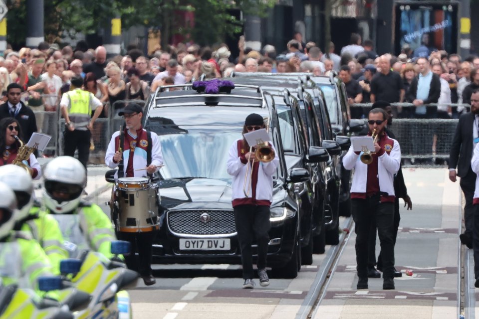 Ozzy Osbourne's funeral procession in Birmingham, UK.